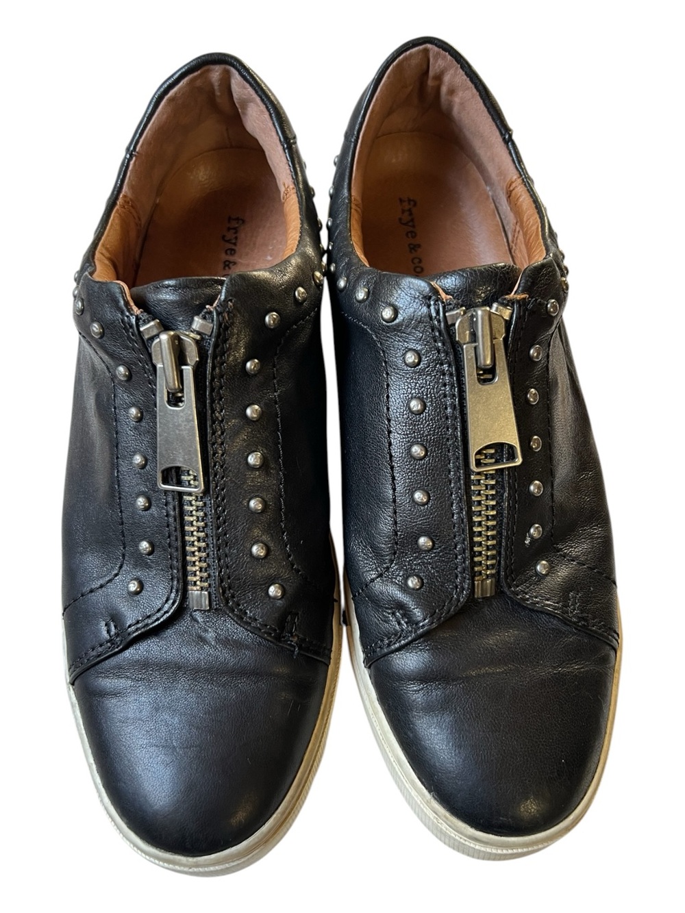 Frye Lena Womens Shoes Size 9M Black Leather Platform Sneakers Zipper